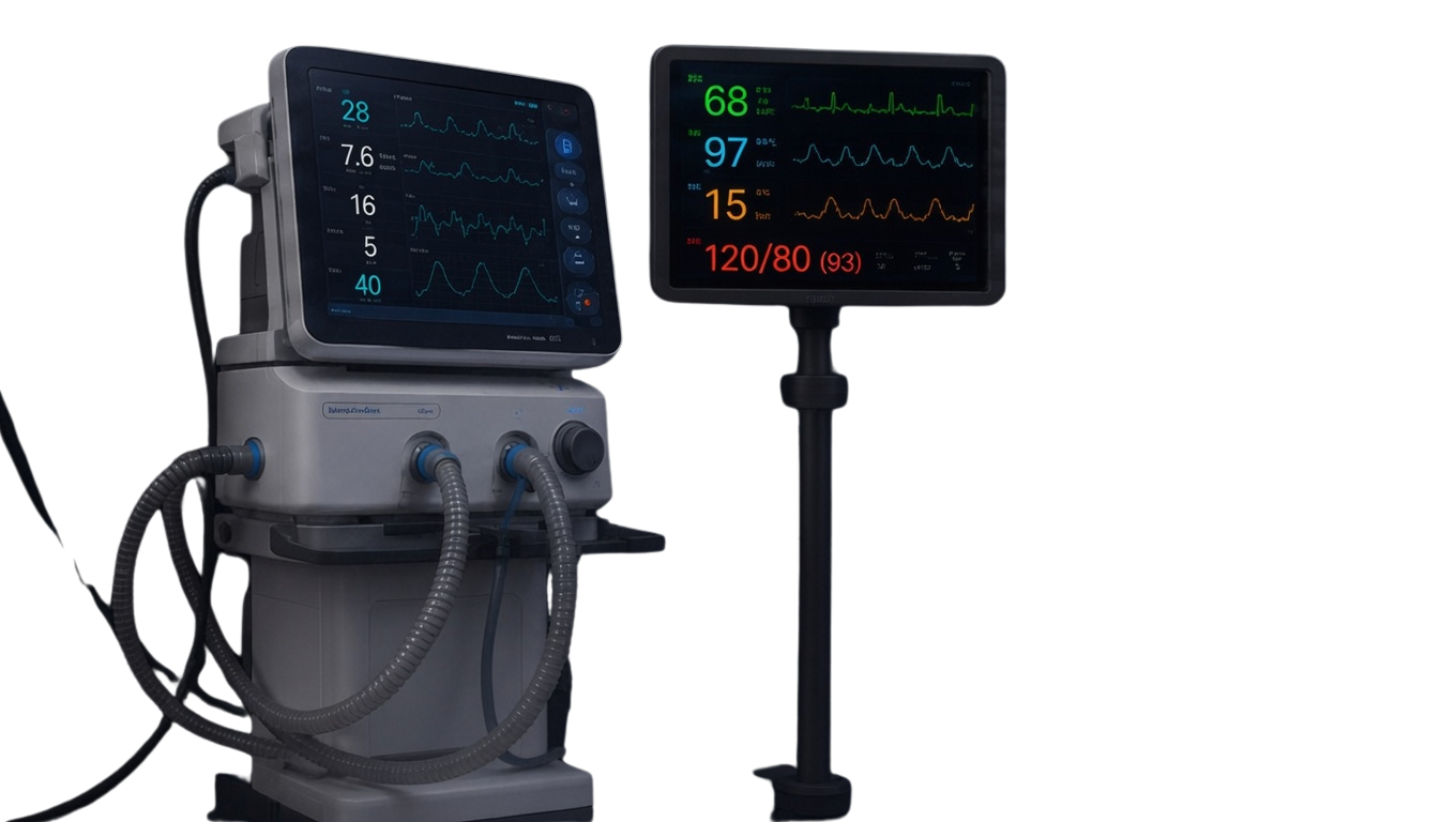 Ventilator and bedside patient monitor